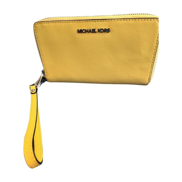 Michael Kors Sunshine Wristlet Phone Holder 35S0STVL2L Jet Set Travel Leather - Picture 2 of 8